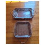Glass Bakeware Dishes with Wicker Baskets
