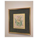 Framed Botanical Watercolor Painting on Deckled Paper