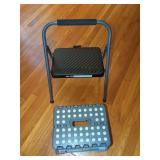 Cosco Folding Step Stool and Plastic Folding Stool Pair