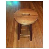 Wooden Four-Legged Stool with Center Cutout Handle