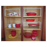 Kitchenware Assortment in Wooden Cabinet