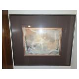 Framed Watercolor Painting with Abstract Figure