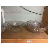 Two Pressed Glass Bowls with Scalloped Rims