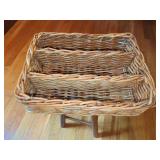 Woven Wicker Three-Compartment Organizer Basket