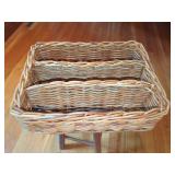 Woven Wicker Three-Compartment Rectangular Organizer Basket