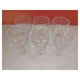 Set of Six Clear Glass Stemware