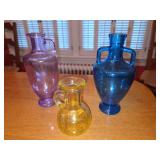Blenko Glass Miniature Amphora Decanters Set of Three