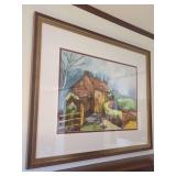 Neil DiTeresa Framed Watercolor Painting of Rural House Landscape