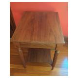 Wood Side Table with Fluted Legs and Lower Shelf