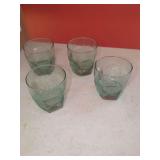 Set of Four Green Textured Glass Tumblers