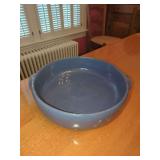Blue Glazed Bybee Studio Pottery Casserole Dish with Incised Base Mark