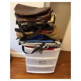 Sterilite Plastic Three-Drawer Cart with Luggage and Bags