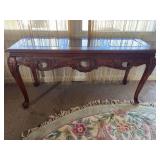 Carved Wood Console Table with Glass Inserts