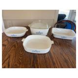 Four-Piece CorningWare Blue Cornflower Bakeware Set with Glass Lid