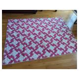 Pink Floral Quilt with Drunkards Path Pattern