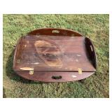 Wood Tray Table with Folding Sides and Brass Hardware