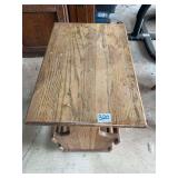 Oak Wood Side Table with Integrated Magazine Racks