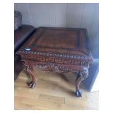 Carved Wood Accent Table with Ball and Claw Feet