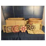 Woven Baskets and Decorative Mats Assortment