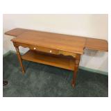 Wooden Drop-Leaf Console Table with Lower Shelf and Single Drawer