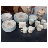 Tienshan Stoneware Bear Dinnerware Set with Drippings Jar and Accessories