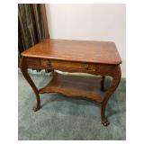Quarter-Sawn Oak Library Table with Lower Shelf and Claw Feet