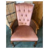 Tufted Wingback Accent Chair with Caned Arms