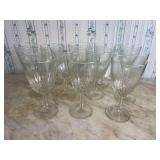 Clear Pressed Glass Stemware Set with Starburst Motifs