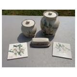 Home & Garden Party Ltd Ceramic Kitchenware Set with Magnolia Motif