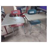 Two Student Desk Chairs with Attached Writing Surfaces