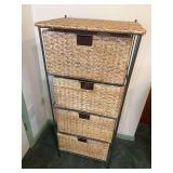 Wicker Storage Tower with Four Baskets and Metal Frame