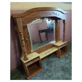 Oak Hall Tree With Mirror and Storage