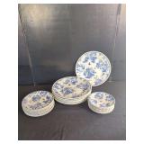 Churchill Blue and White Transferware Ceramic Dinnerware Service