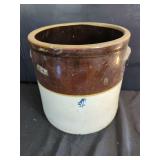 Four Gallon Salt Glazed Stoneware Crock with Brown Albany Slip