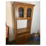 Oak Media Cabinet with Upper Glass Doors