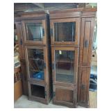 Pair of Wood Multimedia Storage Cabinets with Glass Doors