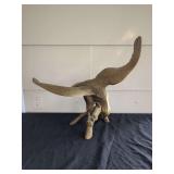 Large Cast Brass Bald Eagle Landing on Branch Figurine