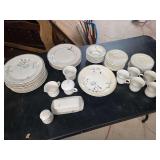 Southampton Stoneware Collection Dinnerware Service Set with Floral Motifs