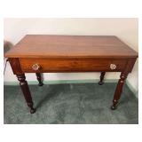 Wooden Writing Desk with Single Drawer and Turned Legs