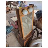 Oak Vanity Mirror and Cabinet Stand