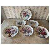 Liette International Floribunda Roses and Peonies Porcelain Plates and Platters
