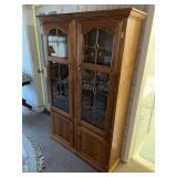 Oak Display Cabinet with Glass Shelves and Lower Storage