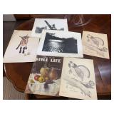 Assorted Mixed Media Art Prints and Walter T. Foster How to do Still Life Book