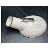 White Enameled Metal Bedpan with Handle