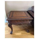 Carved Wood Accent Table with Ball and Claw Feet