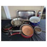 Kitchenware Assortment Including Cookware, Colanders, and Insulated Vacuum Bottle