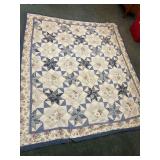 Blue and White Star Pattern Quilted Textile