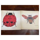 Pair of Gene Gray 1975 Insect Art Prints
