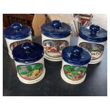 Ceramic Canister Set with Relief Farm and Nature Scenes