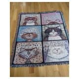 Woven Tapestry Throw Blanket Featuring Cat Portraits